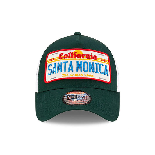 New Era 9FORTY A-Frame Trucker Cap Santa Monica License Plate dark green
