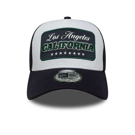 New Era 9FORTY A-Frame Trucker Cap Location Patch navy