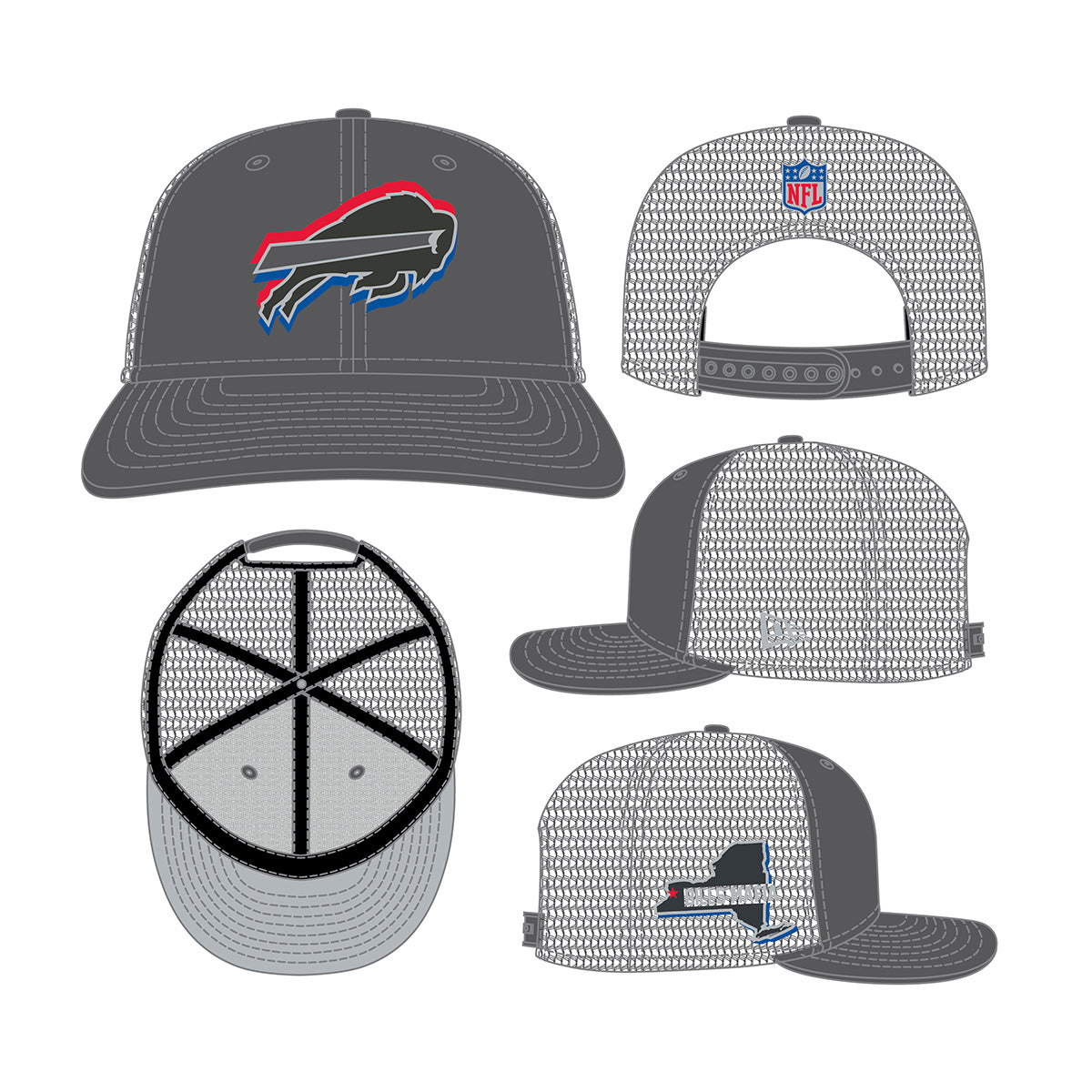 New Era 9FIFTY Snapback Cap Buffalo Bills NFL24 Draft LP950 grey