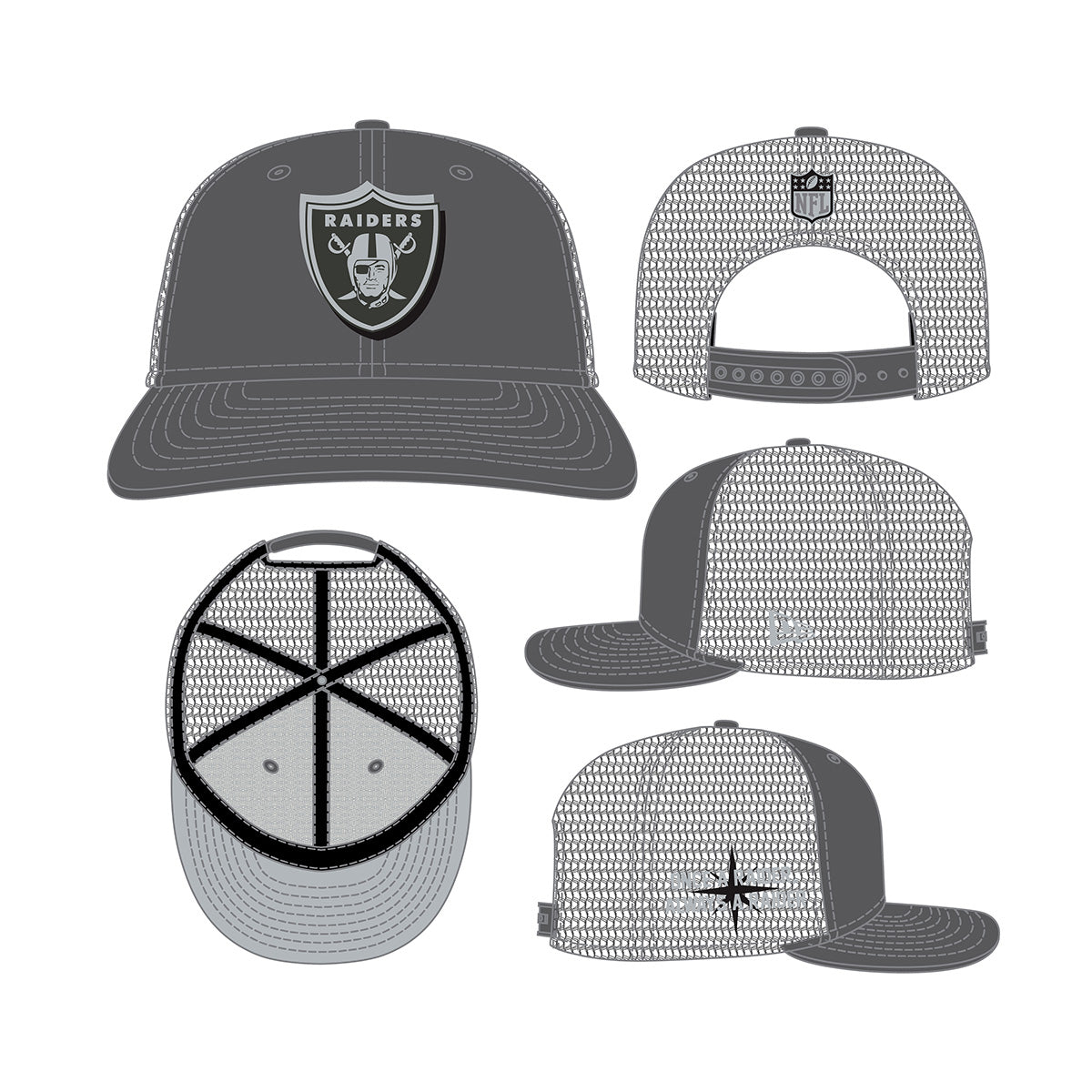 New Era 9FIFTY Snapback Cap Las Vegas Raiders NFL24 Draft LP950 grey