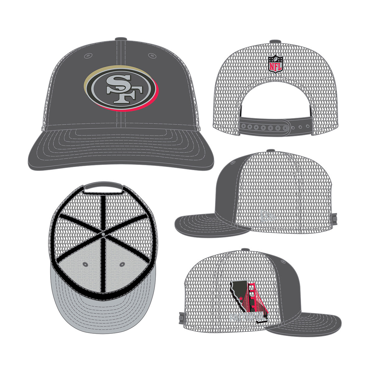 New Era 9FIFTY Snapback Cap San Francisco 49ers NFL24 Draft LP950 grey