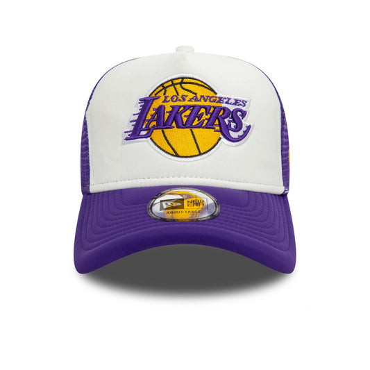 New Era 9FORTY A-Frame Trucker Cap NBA Flower LA Lakers purple