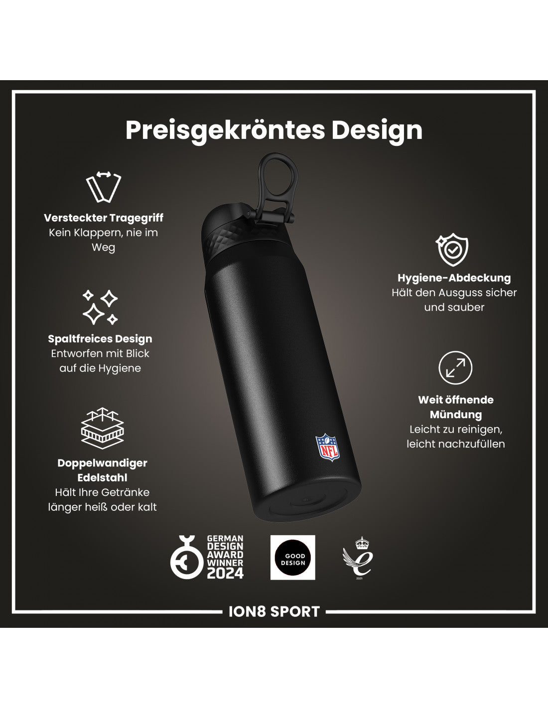 Philadelphia Eagles Steel Water Bottle 750ml black