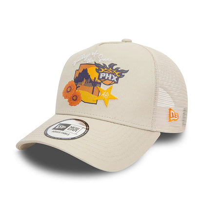 New Era Trucker Cap Phoenix Suns NBA Team Logo stone