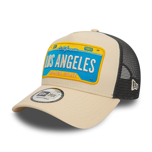 New Era 9FORTY A-Frame Trucker Cap Los Angeles Patch beige