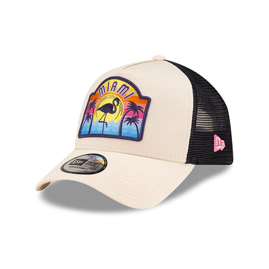 New Era 9FORTY A-Frame Trucker Cap Miami Patch beige