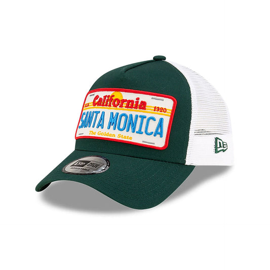 New Era 9FORTY A-Frame Trucker Cap Santa Monica License Plate dark green