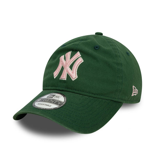 New Era 9TWENTY Cap Washed Outline New York Yankees dark green