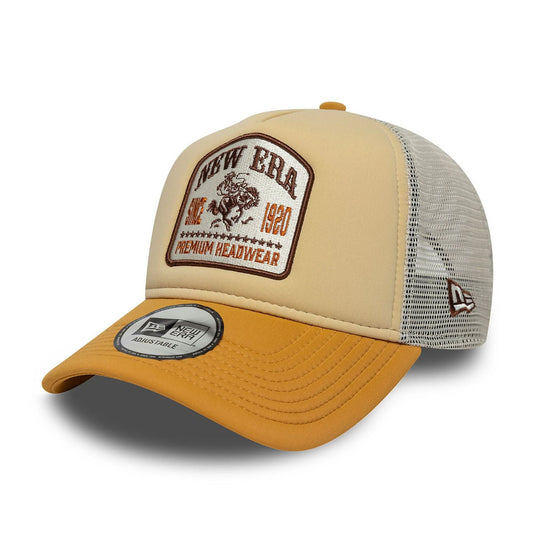 New Era 9FORTY A-Frame Trucker Cap Graphic Patch beige