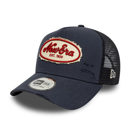 New Era 9FORTY A-Frame Trucker Cap Canvas Distressed navy