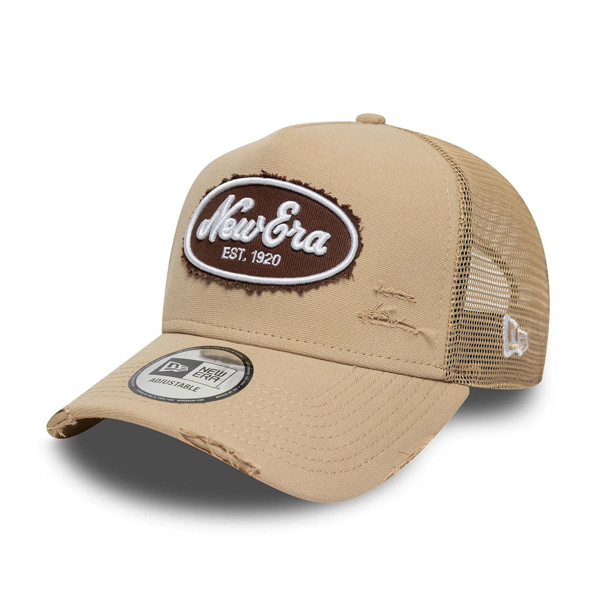 New Era 9FORTY A-Frame Trucker Cap Canvas Distressed beige