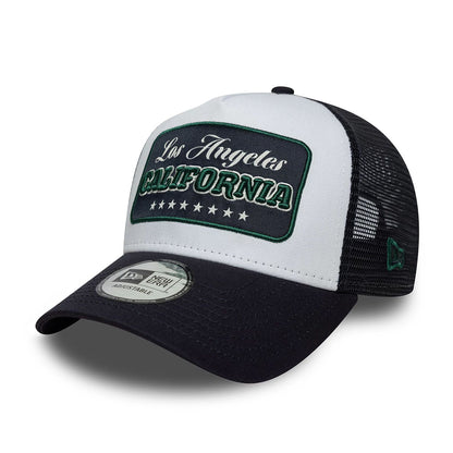 New Era 9FORTY A-Frame Trucker Cap Location Patch navy
