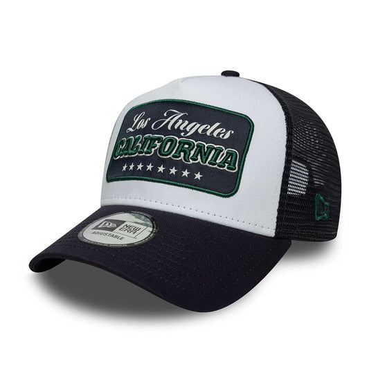 New Era 9FORTY A-Frame Trucker Cap Location Patch navy