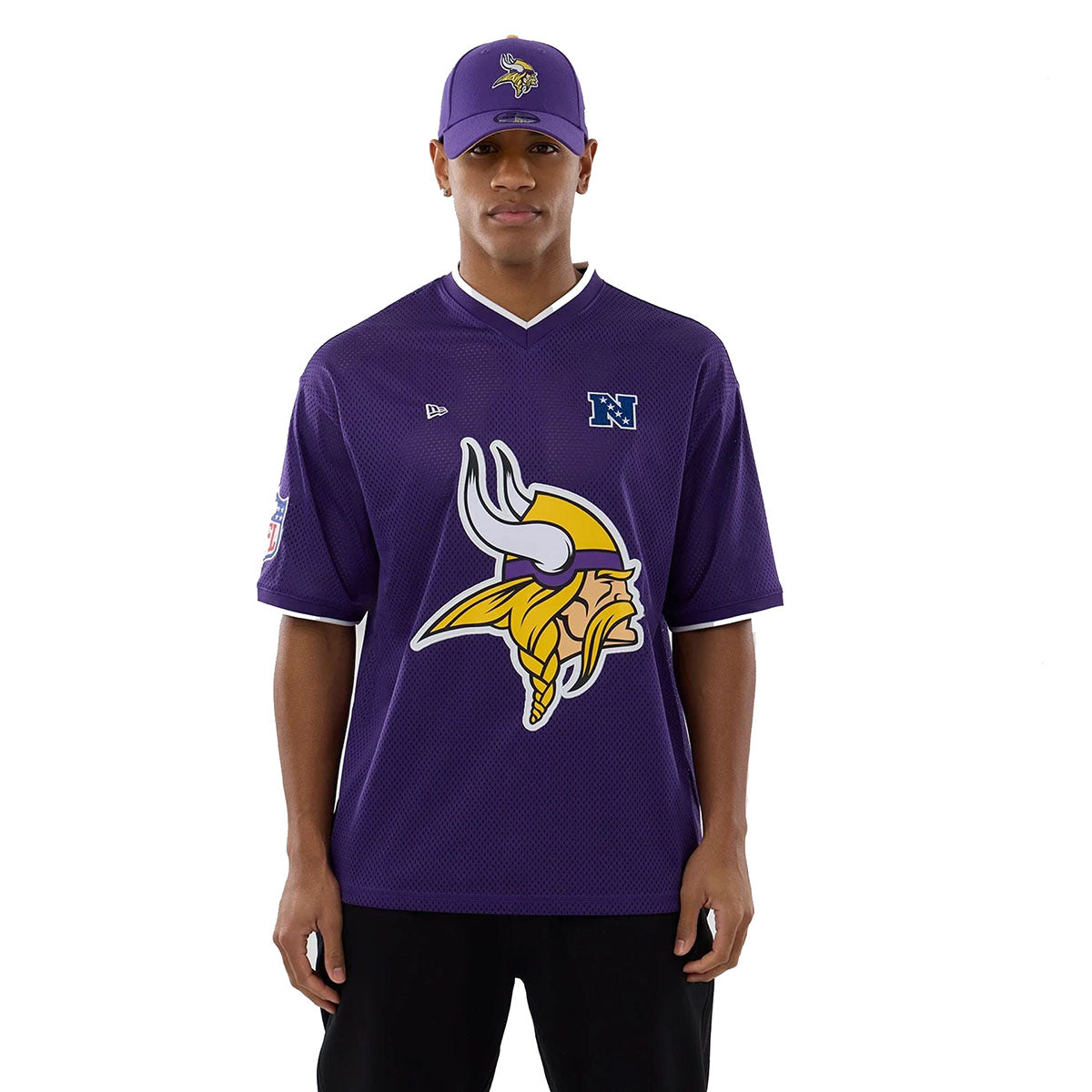 New Era Herren T-Shirt Mesh Oversized NFL Minnesota Vikings Logo purple