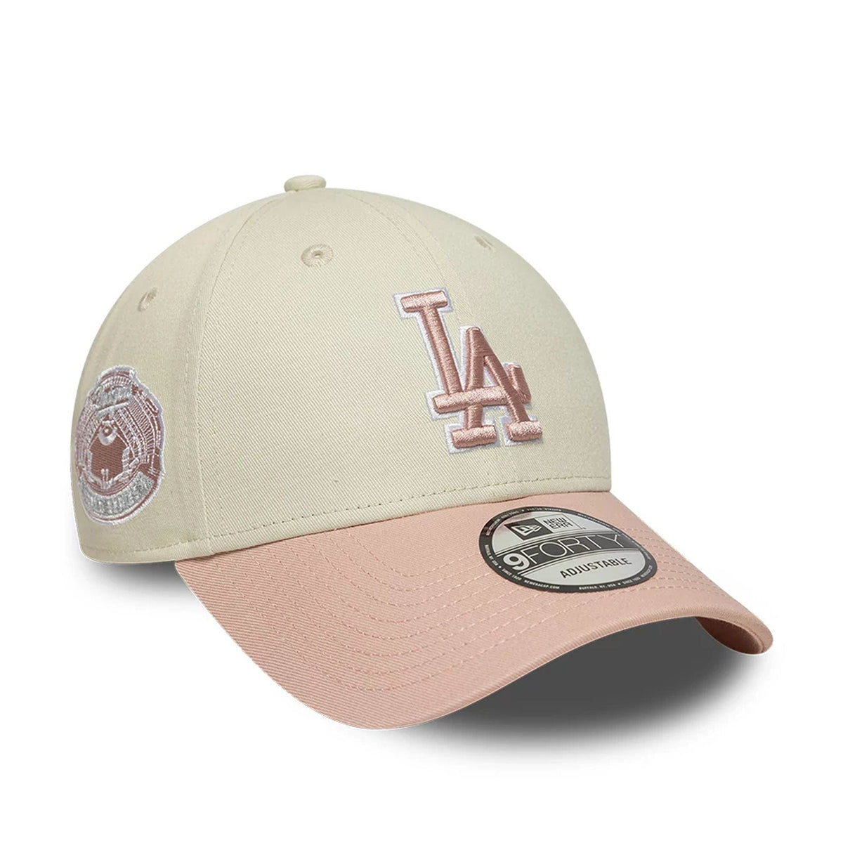 New Era 9FORTY Cap Los Angeles Dodgers MLB World Series Patch beige/pink
