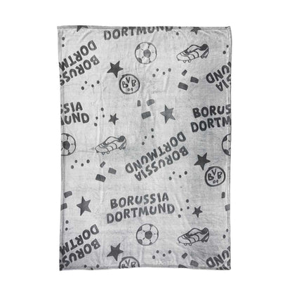 BVB Borussia Dortmund Kinder Fleecedecke 130 x 170 cm grau