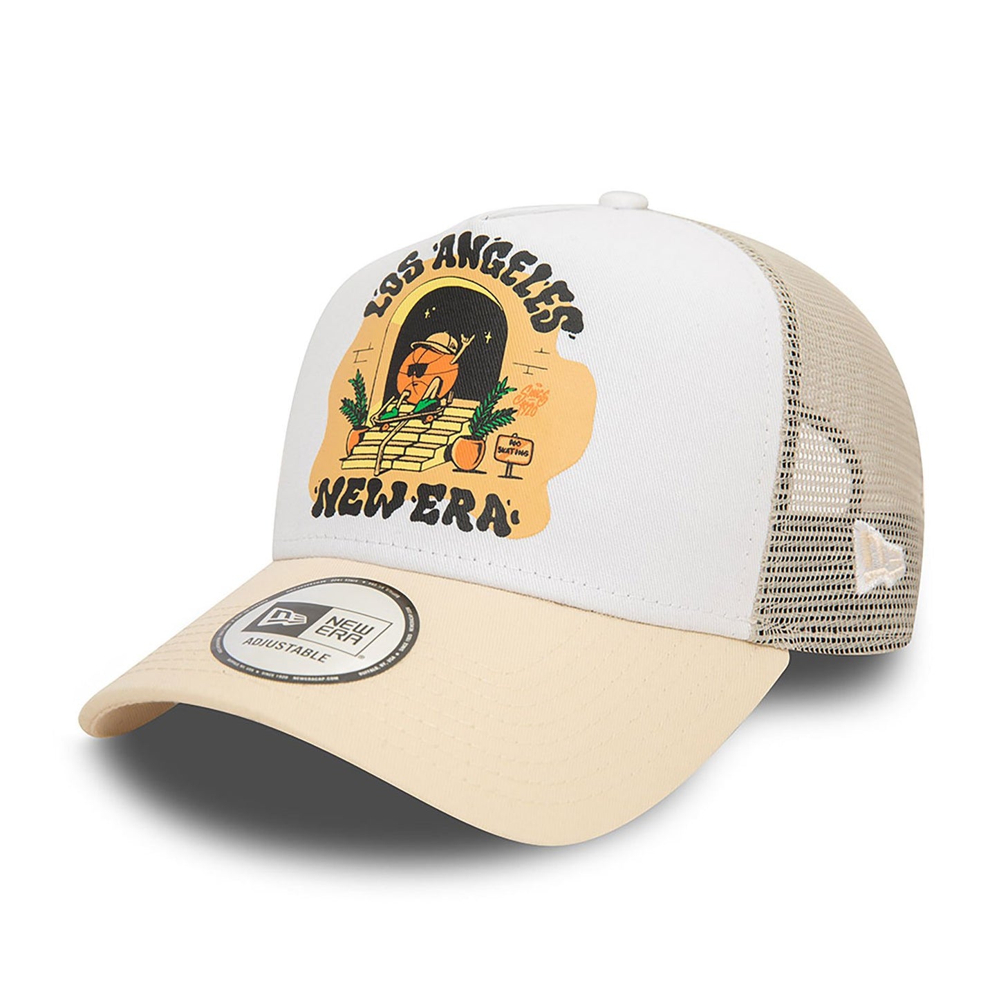 New Era 9FORTY E-Frame Trucker Cap Los Angeles Graphic Print beige