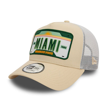 New Era 9FORTY A-Frame Trucker Cap Miami Patch beige