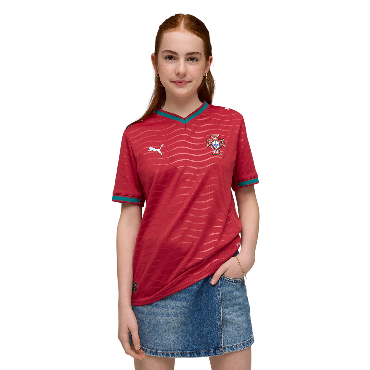 PUMA Portugal Kids Heimtrikot 2026 club red/green lagoon