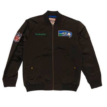 Mitchell & Ness Herren Jacke Seattle Seahawks Team Leader Satin Bomber black