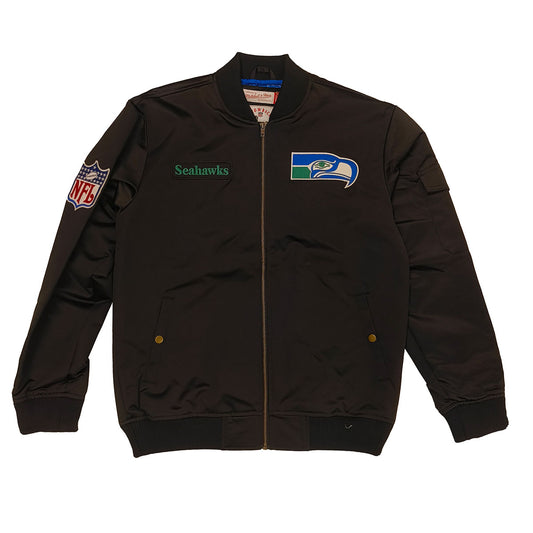 Mitchell & Ness Herren Jacke Seattle Seahawks Team Leader Satin Bomber black