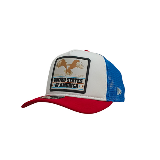 New Era 9FORTY A-Frame Trucker Cap Eagle Patch white/blue