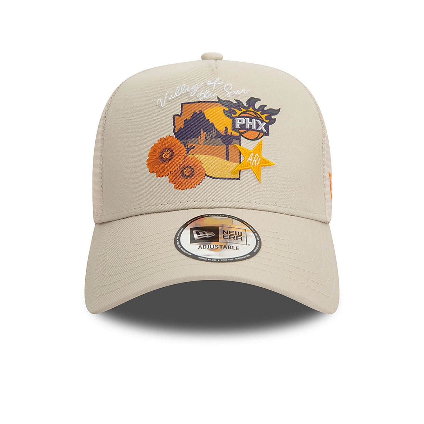 New Era Trucker Cap Phoenix Suns NBA Team Logo stone