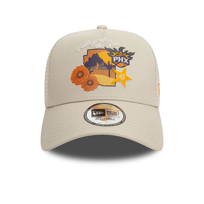New Era Trucker Cap Phoenix Suns NBA Team Logo stone