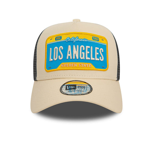 New Era 9FORTY A-Frame Trucker Cap Los Angeles Patch beige