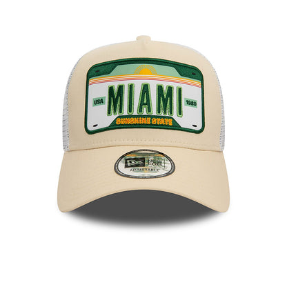 New Era 9FORTY A-Frame Trucker Cap Miami Patch beige
