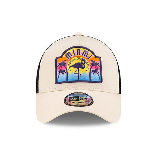 New Era 9FORTY A-Frame Trucker Cap Miami Patch beige