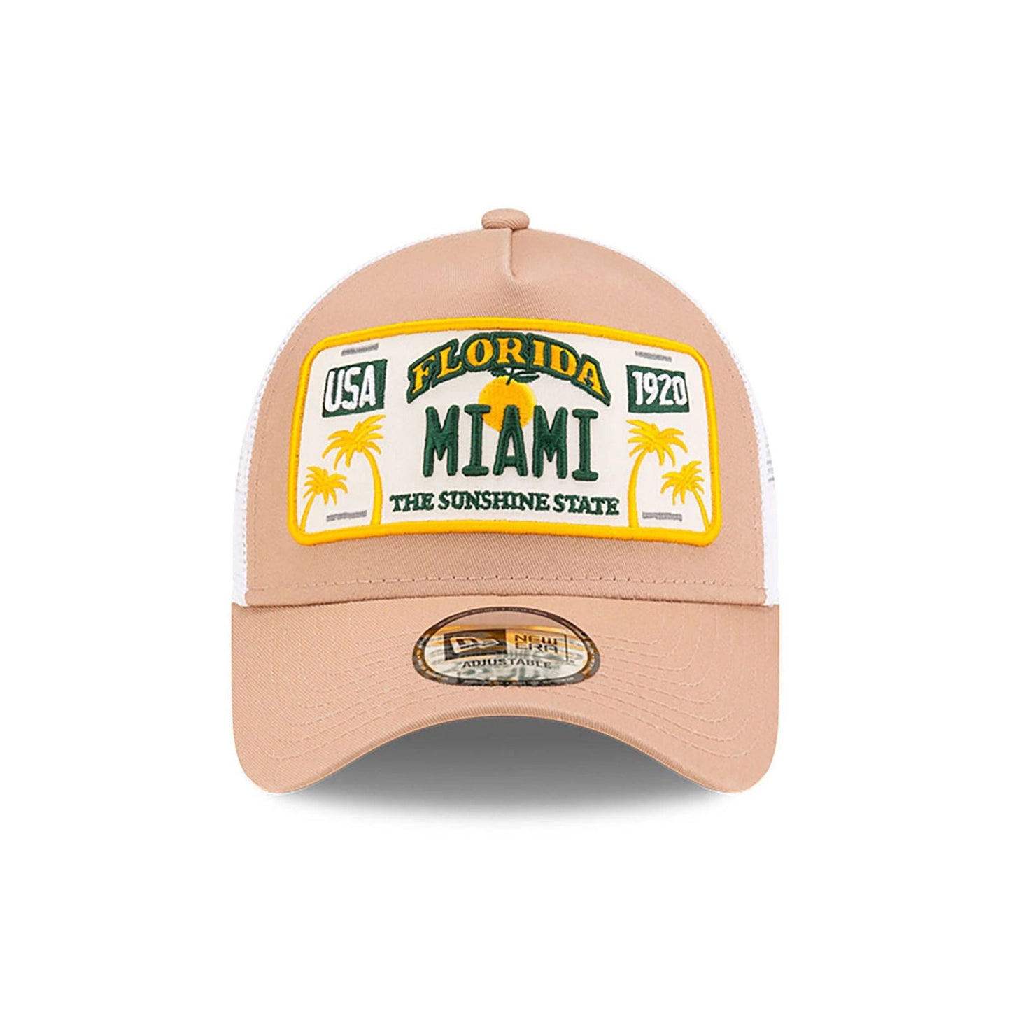 New Era 9FORTY A-Frame Trucker Cap Miami License Plate beige