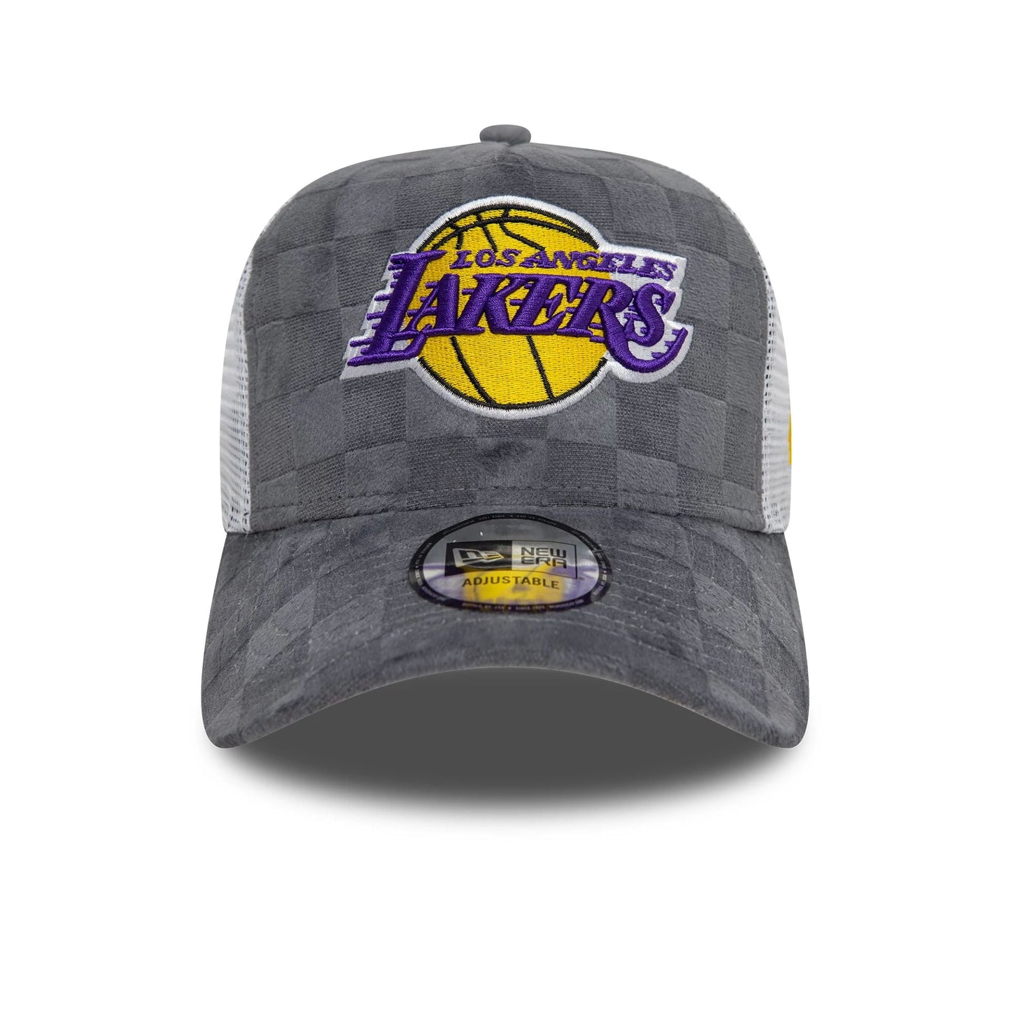 New Era 9FORTY A-Frame Trucker Cap Tonal Check LA Lakers grey