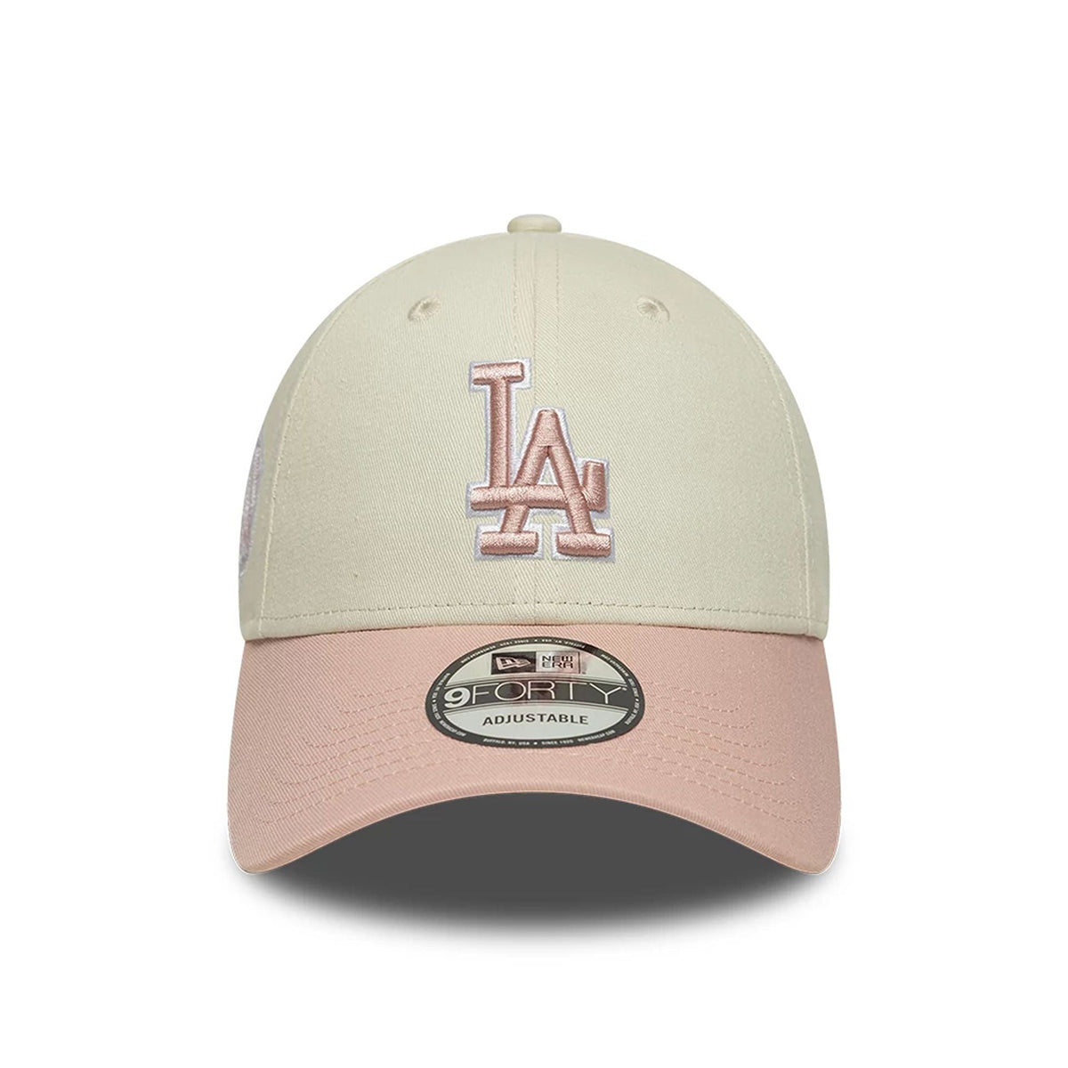 New Era 9FORTY Cap Los Angeles Dodgers MLB World Series Patch beige/pink