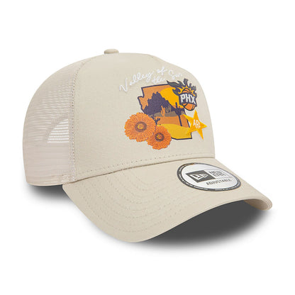 New Era Trucker Cap Phoenix Suns NBA Team Logo stone