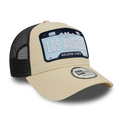 New Era 9FORTY Trucker Cap Los Angeles Patch beige