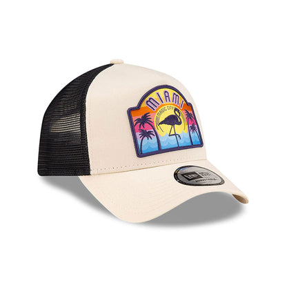 New Era 9FORTY A-Frame Trucker Cap Miami Patch beige
