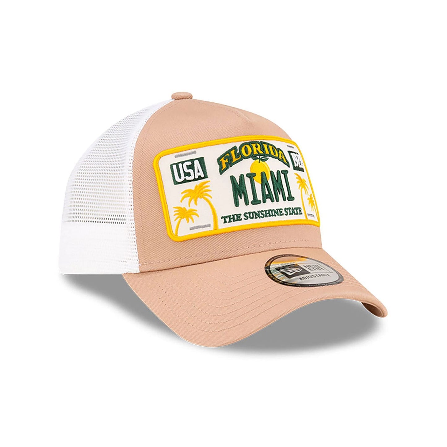 New Era 9FORTY A-Frame Trucker Cap Miami License Plate beige