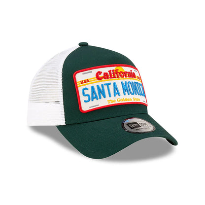 New Era 9FORTY A-Frame Trucker Cap Santa Monica License Plate dark green