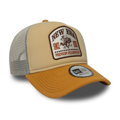 New Era 9FORTY A-Frame Trucker Cap Graphic Patch beige