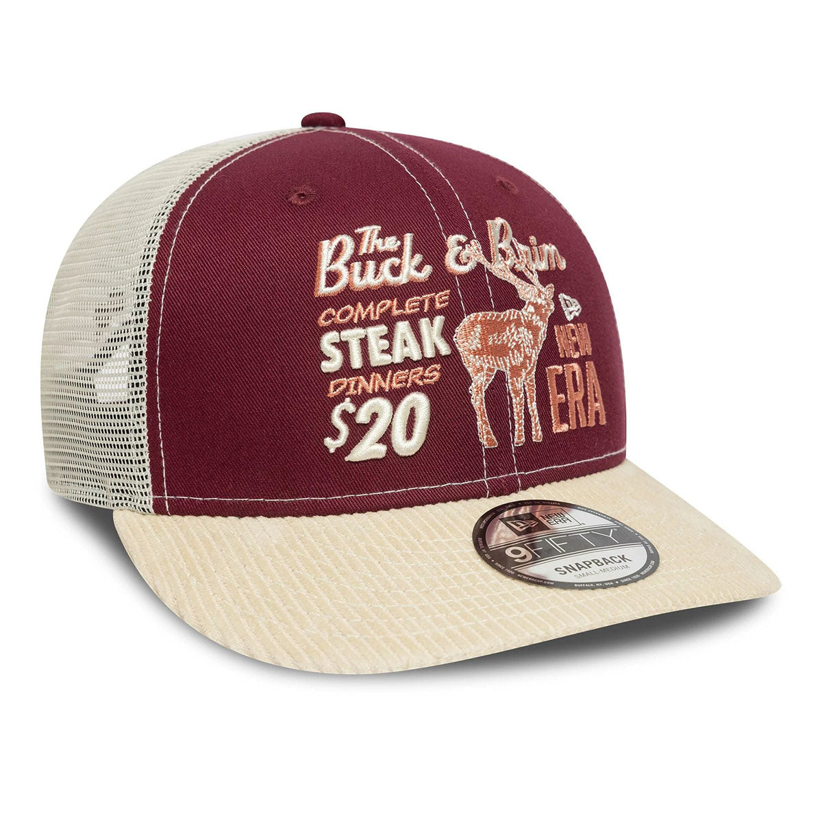 New Era 9FIFTY Snapback Trucker Cap Complete Steak Dinners dark red
