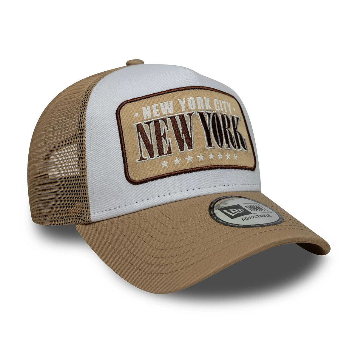 New Era 9FORTY Trucker Cap Location Patch beige