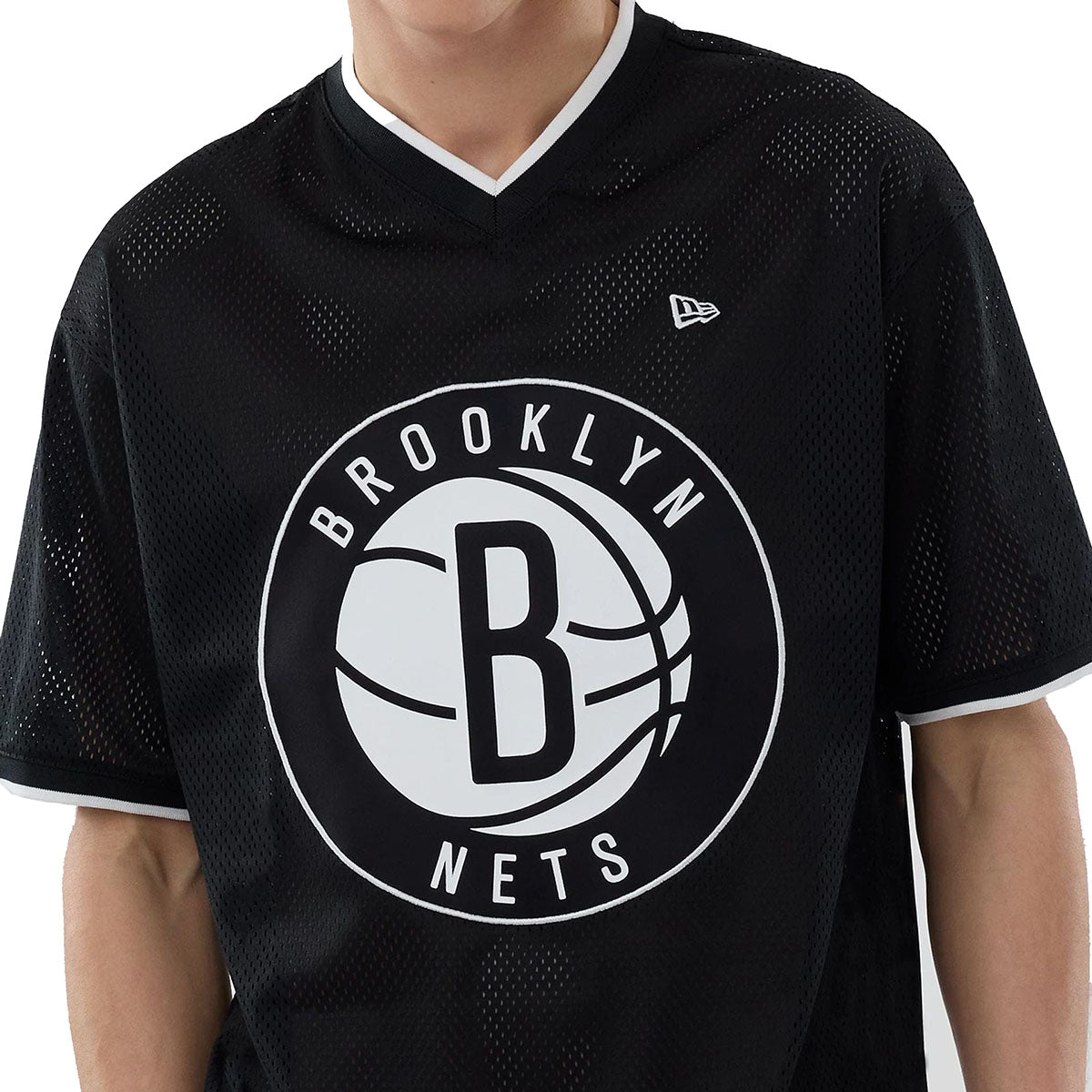 New Era Herren T-Shirt Mesh Oversized NBA Brooklyn Nets Logo black