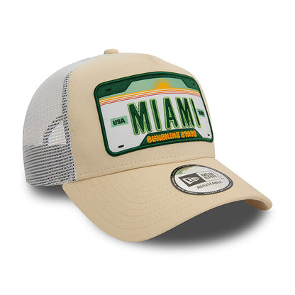 New Era 9FORTY A-Frame Trucker Cap Miami Patch beige