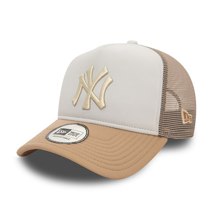 New Era 9FORTY E-Frame Trucker Cap New York Yankees World Series beige