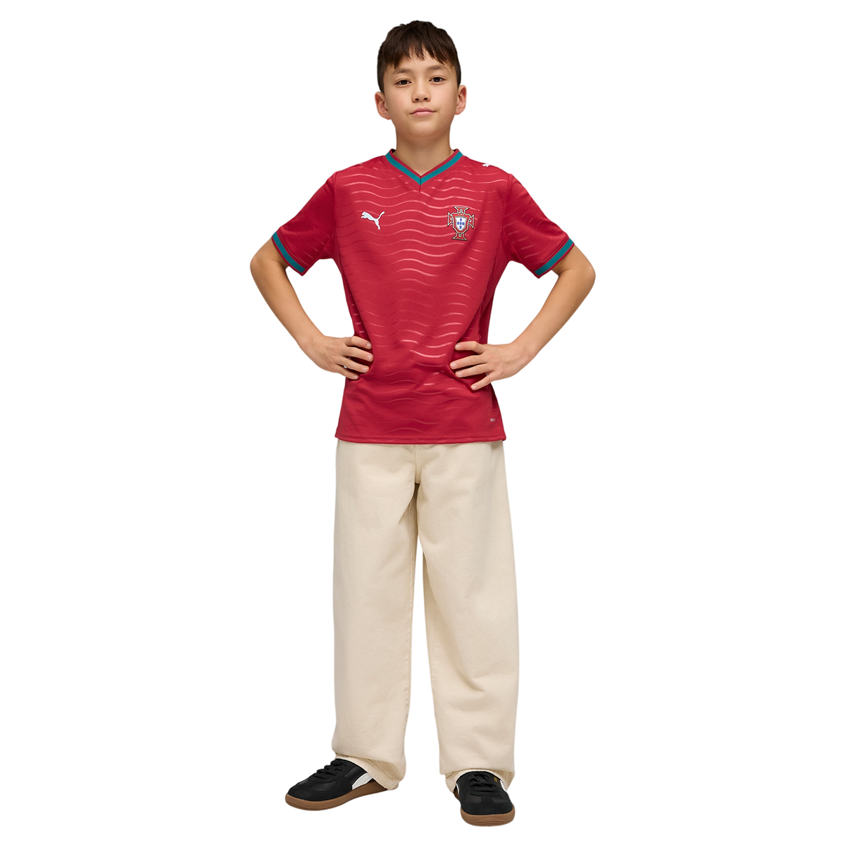 PUMA Portugal Kids Heimtrikot 2026 club red/green lagoon