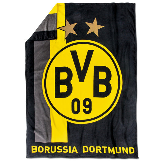 BVB Borussia Dortmund Fleecedecke mit Streifenmuster