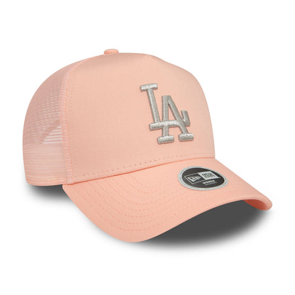 New Era 9FORTY E-Frame Womens Trucker Cap LA Dodgers Metallic pastel pink