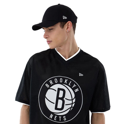 New Era Herren T-Shirt Mesh Oversized NBA Brooklyn Nets Logo black