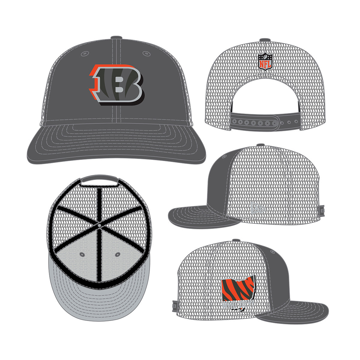 New Era 9FIFTY Snapback Cap Cincinnati Bengals NFL24 Draft LP950 grey